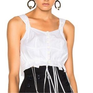 Chloe Light Cotton Voile Button‎ Front Bustier in Milk Stylish Luxury Feminine
